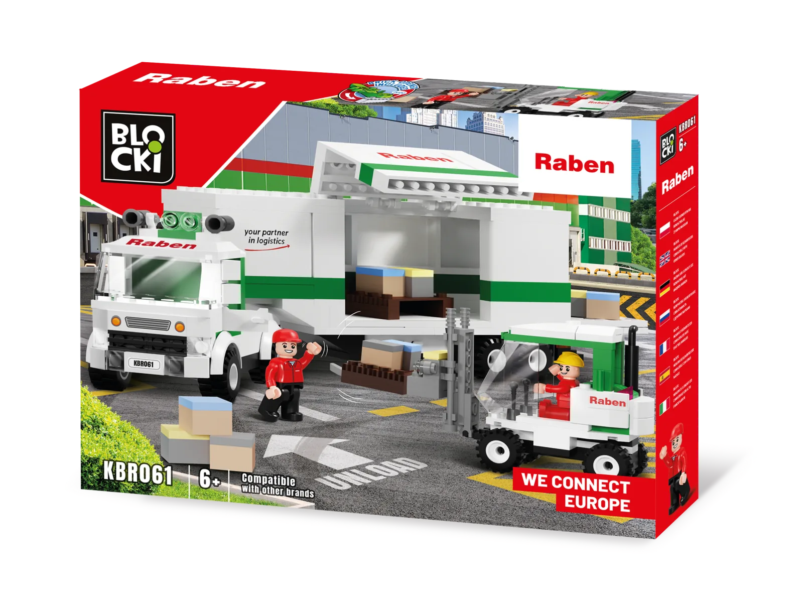 Raben semi-trailer truck with forklift brick set