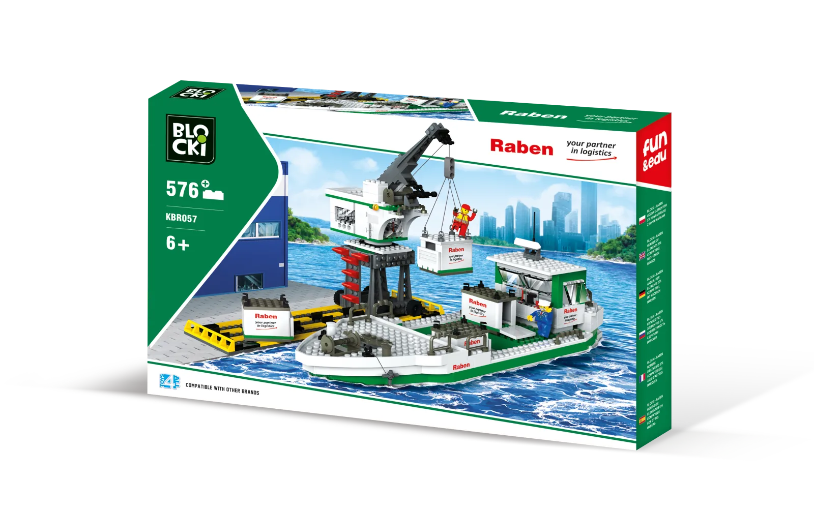 Raben ship with harbour crane brick set