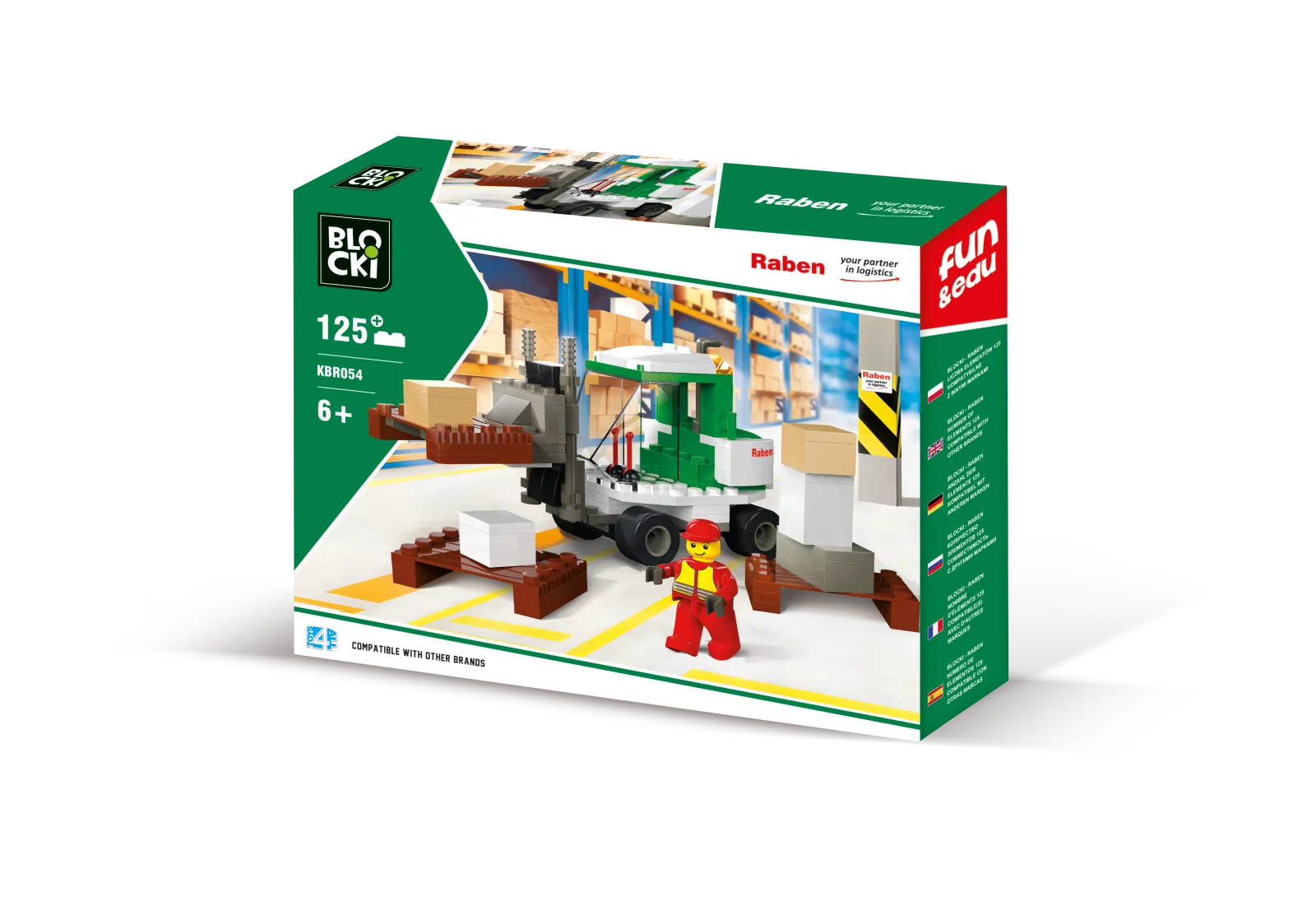 Raben forklift in the warehouse brick set