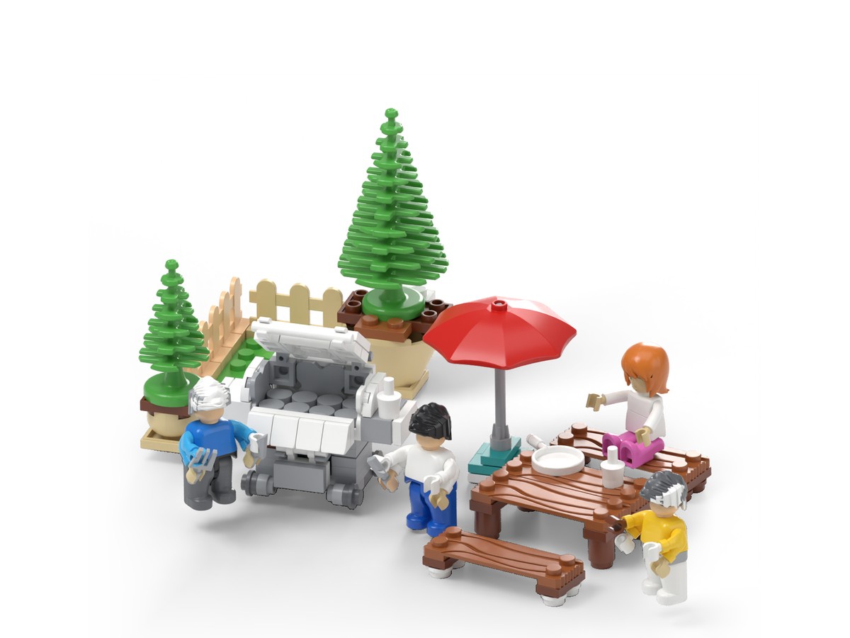 Brick set design: grill and garden scene for Napoleon