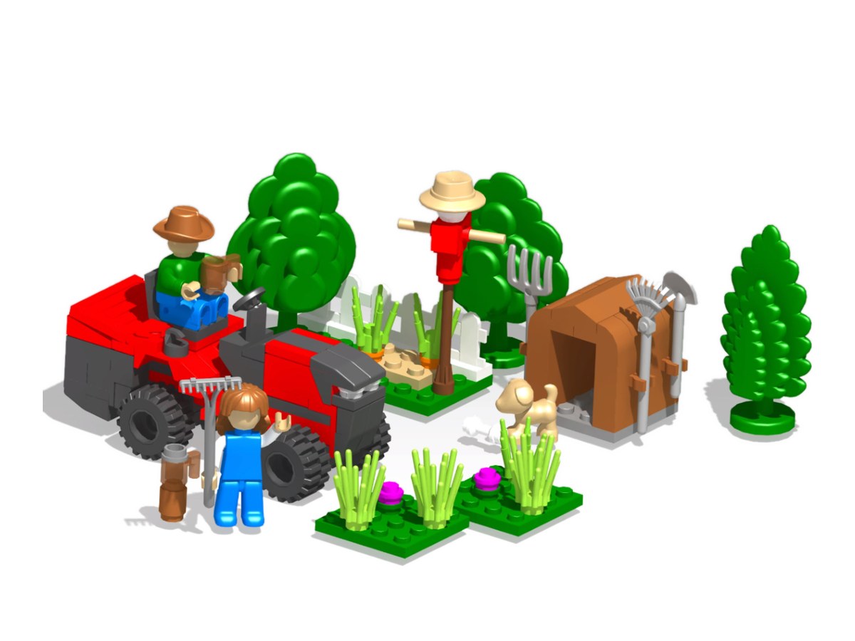 Brick set design: garden tractors