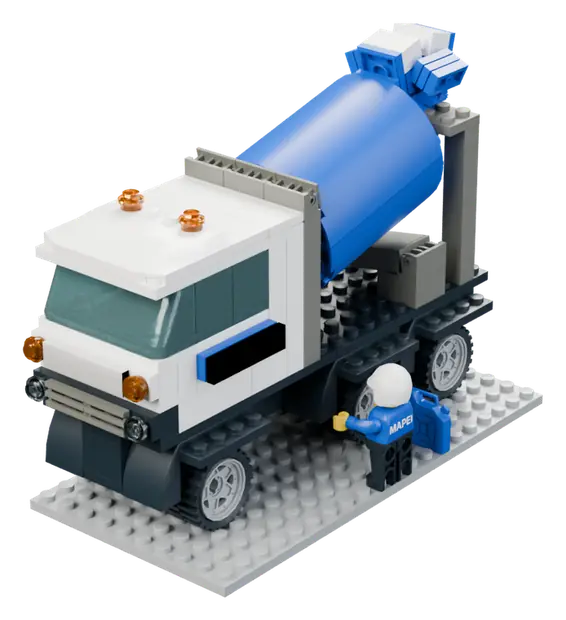 Mini: A concrete plant with a mixer truck under the chute