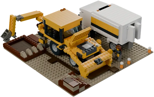 Premium: Backhoe loader service on a building site