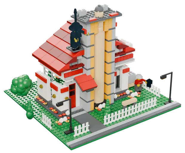 Premium: A house in cross-section with the chimney from boiler to ridge