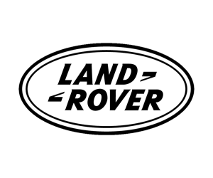 Land Rover logo in black and white oval design