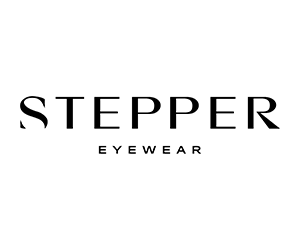 Stepper Eyewear logo in minimalist black and white typography