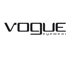 Vogue Eyewear logo in bold black typography on white background