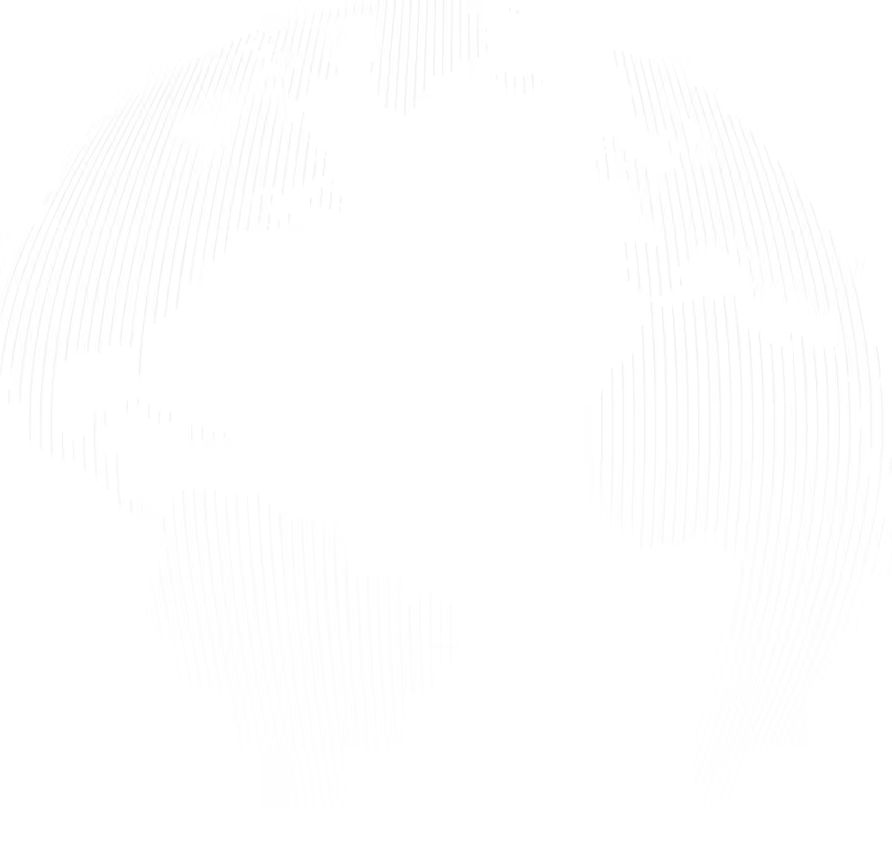 Abstract globe showing continents with vertical white lines on a black background.