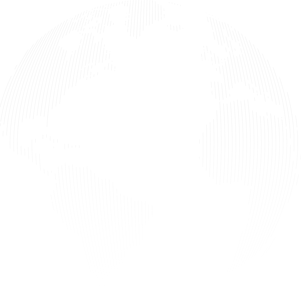 Abstract globe showing continents with vertical white lines on a black background.