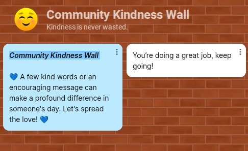 Screenshot of Digital Community Kindness Wall