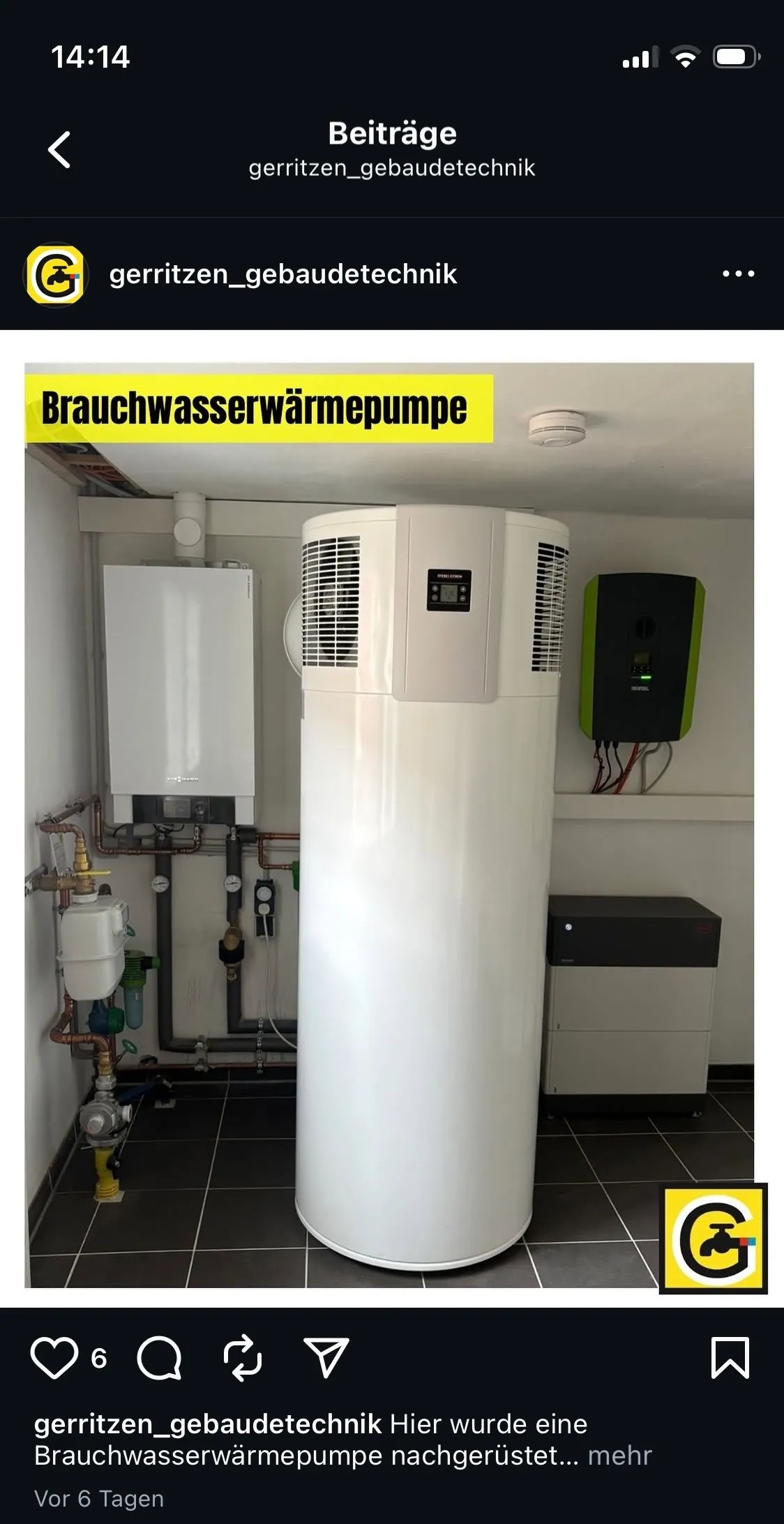 Screenshot Instagram Post Gerritzen Gebäudetechnik
