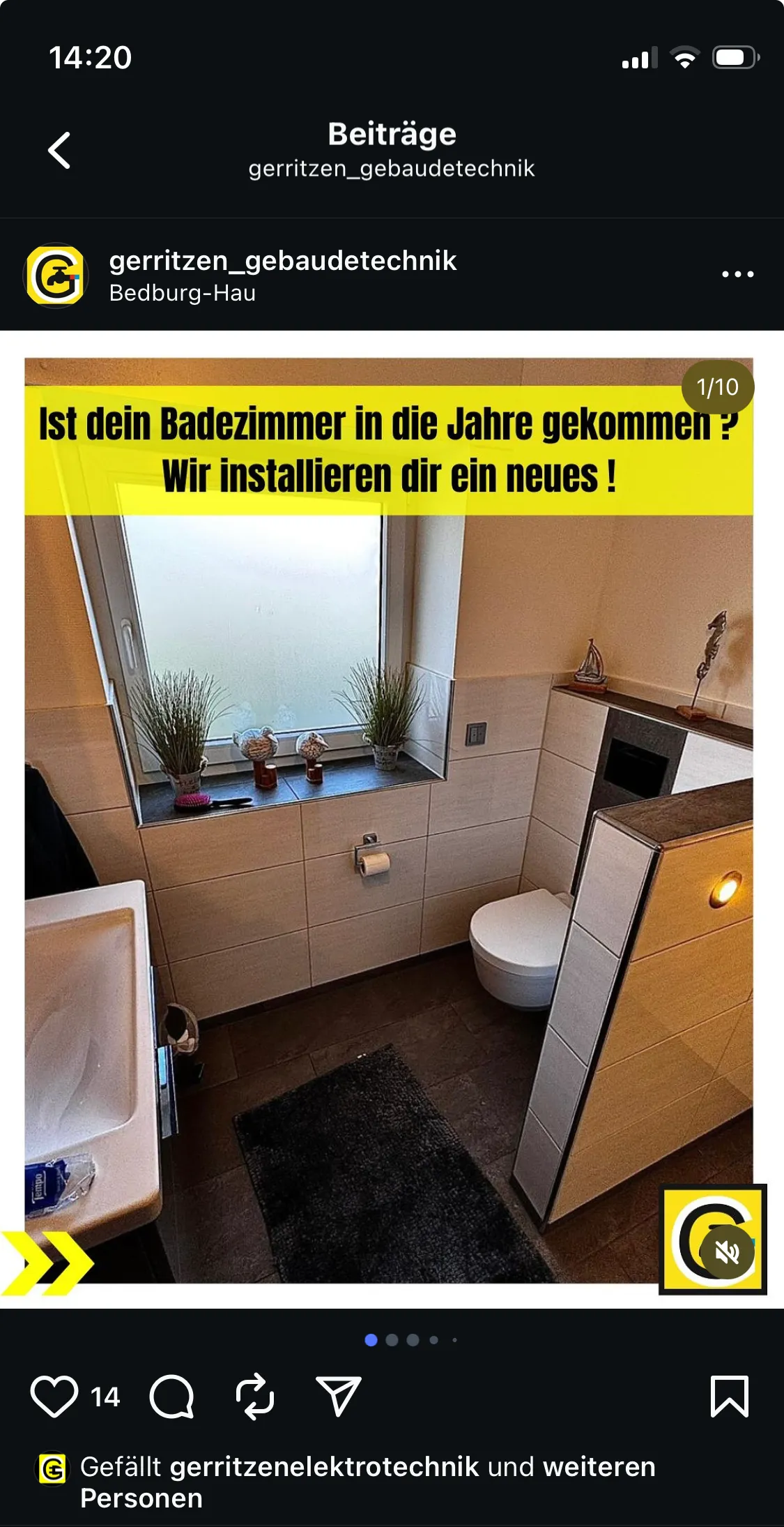 Screenshot Instagram Post Gerritzen Gebäudetechnik
