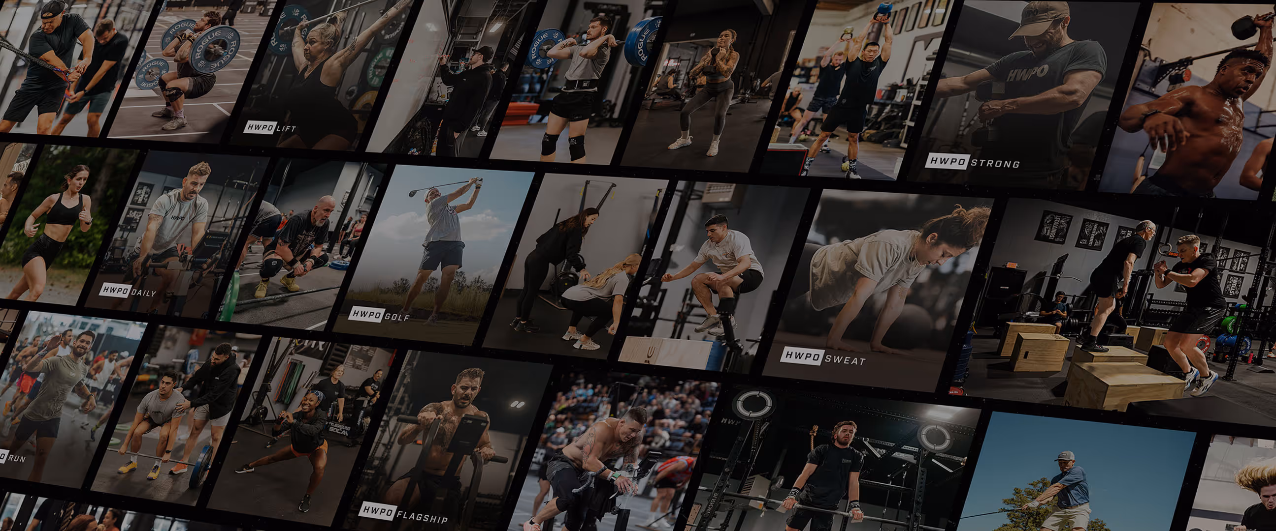 Collage of diverse people engaged in various fitness activities.