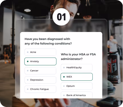 Survey screen asking if you're diagnosed with conditions.
