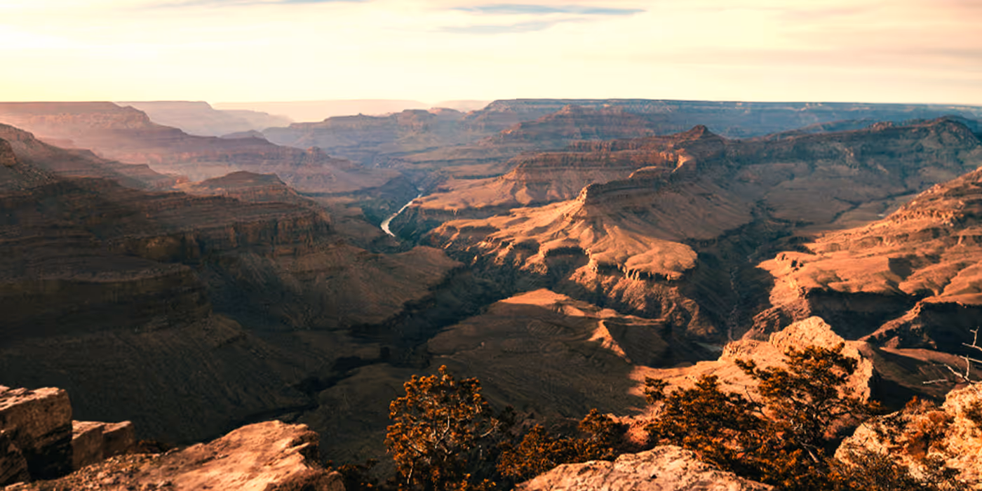 Panoramic view of the Grand Canyon.