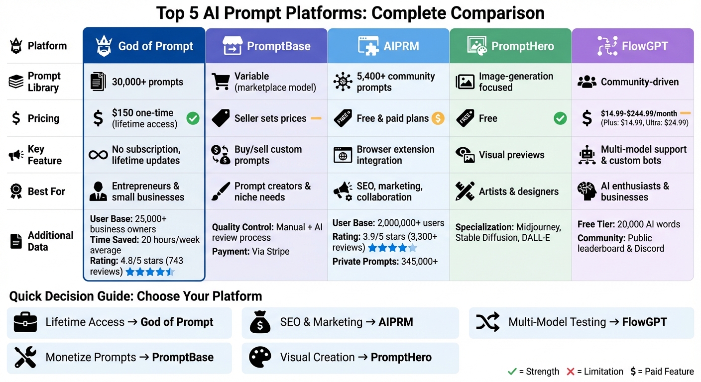 Top 5 AI Prompt Platforms Comparison: Features, Pricing & Best Use Cases