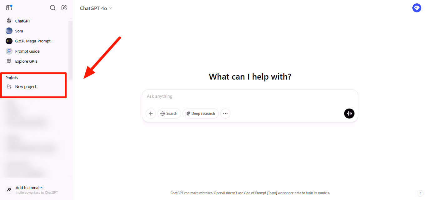 Projects for ChatGPT
