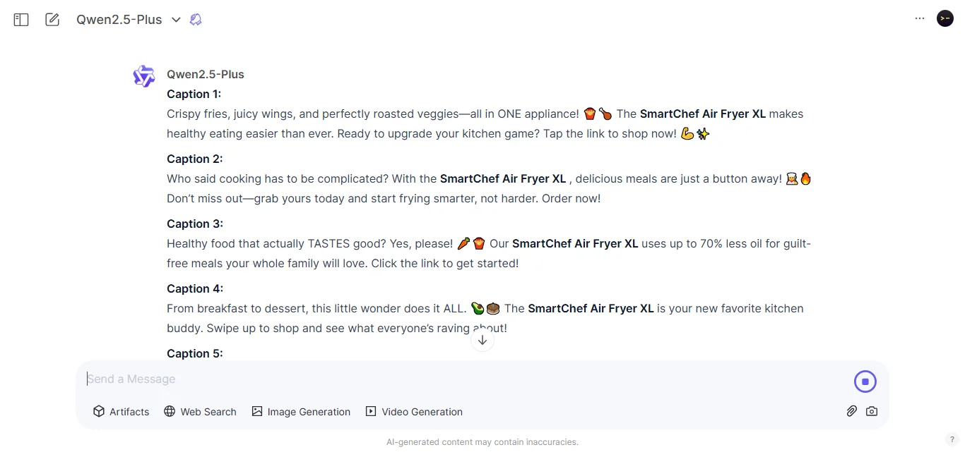 write social media captions
