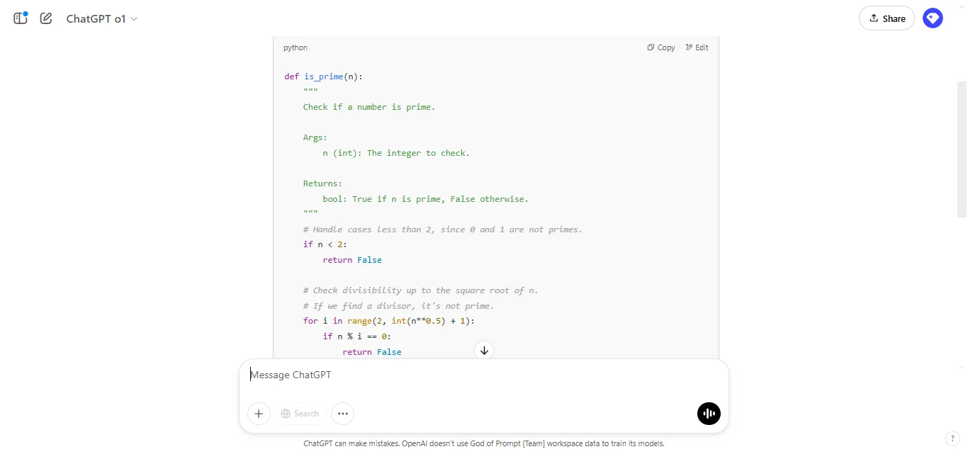 Chatgpt coding task response