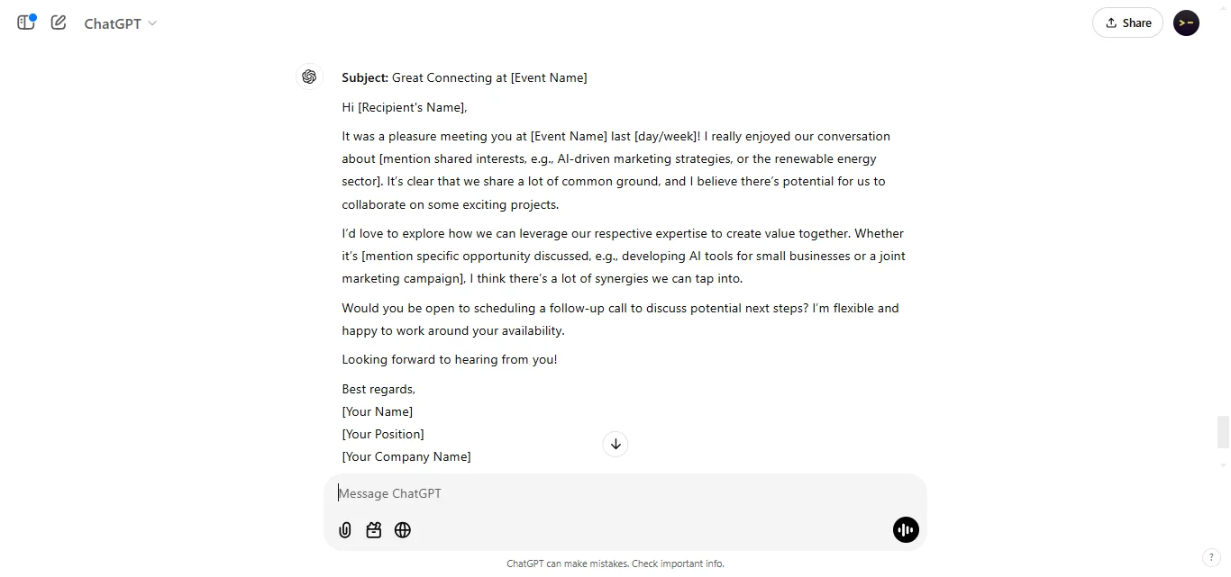 Networking Follow-Up