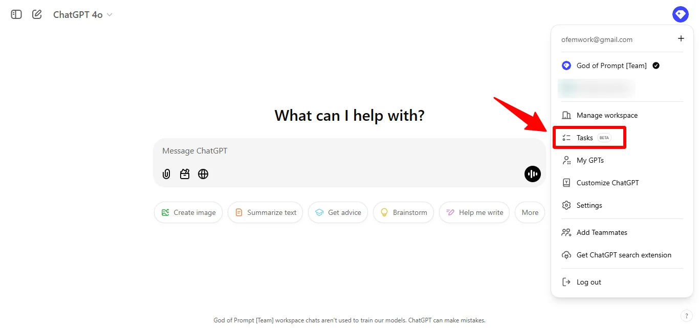 Open the Tasks Feature