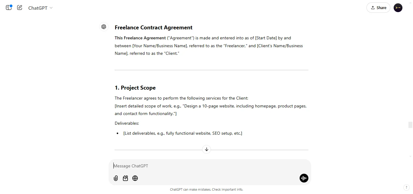 Draft a Contract Agreement