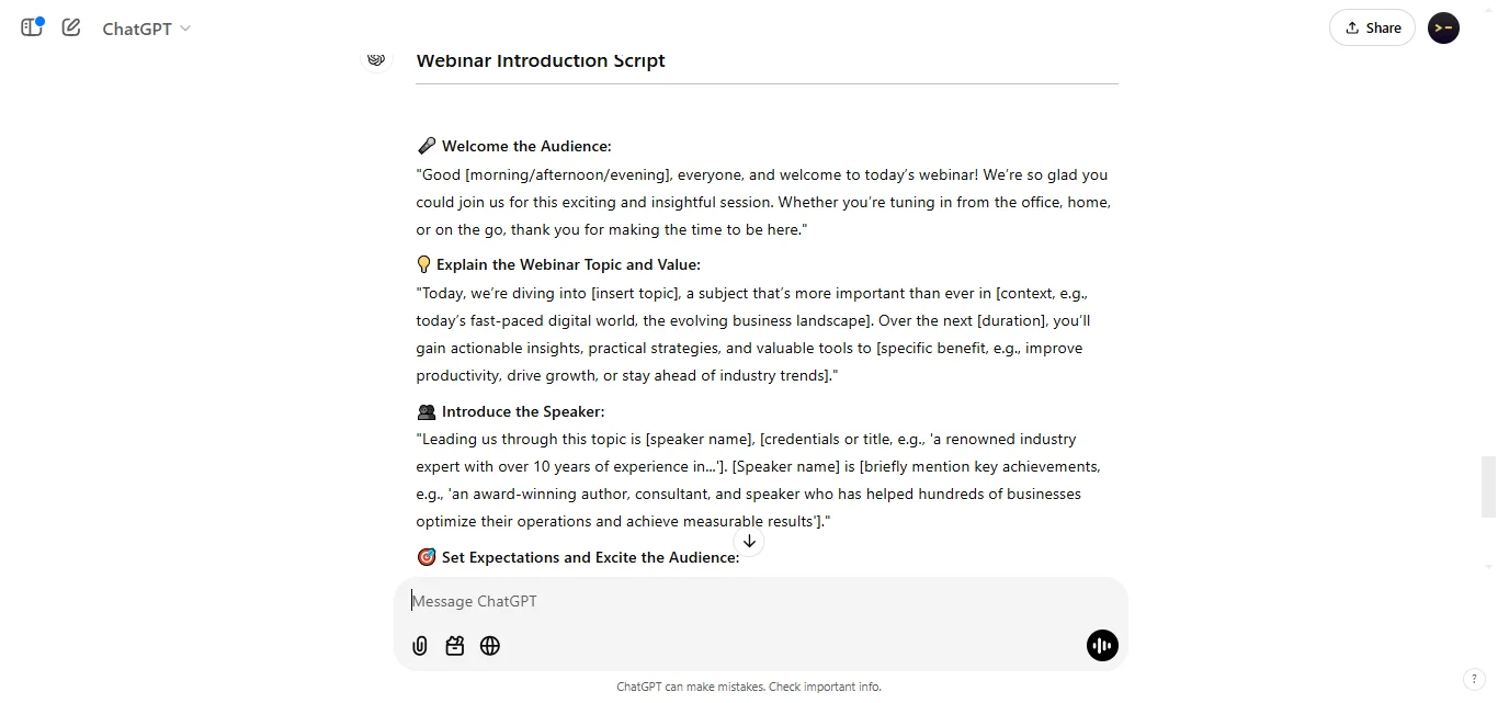 Script for a Webinar Introduction