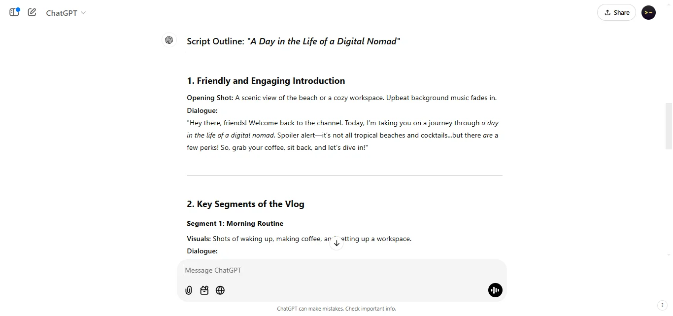 Create a YouTube Vlog Script
