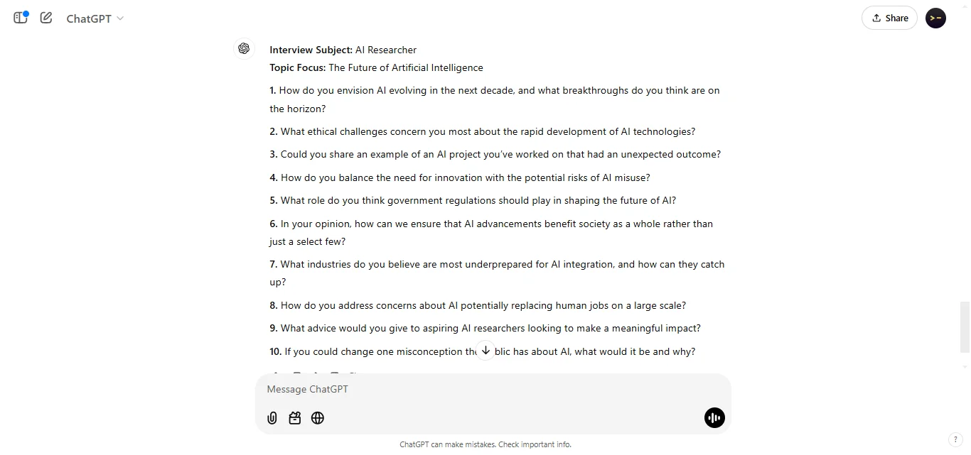Create Interview Questions