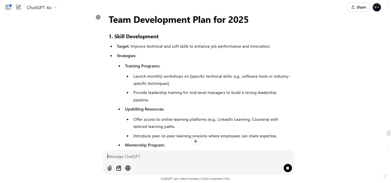 Build team development plan