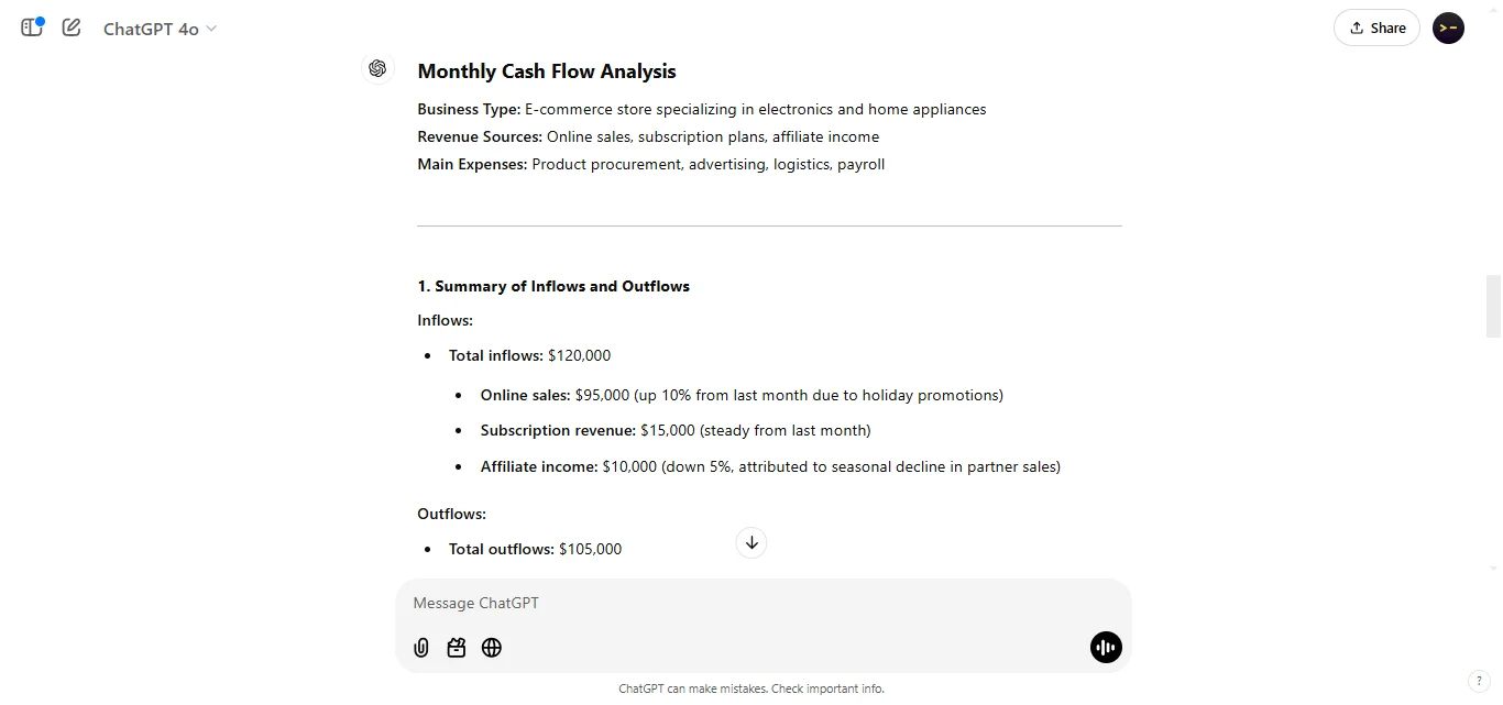 Analyze Monthly Cash Flow