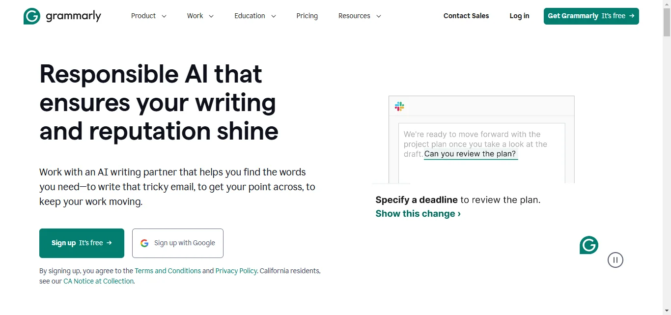 Grammarly-Free-AI-Writing-Assistance homepage