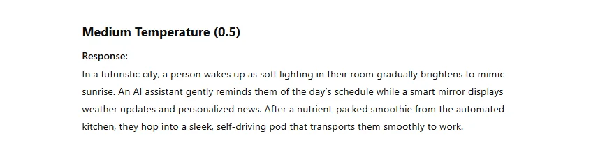 medium tempreture chatGPT response