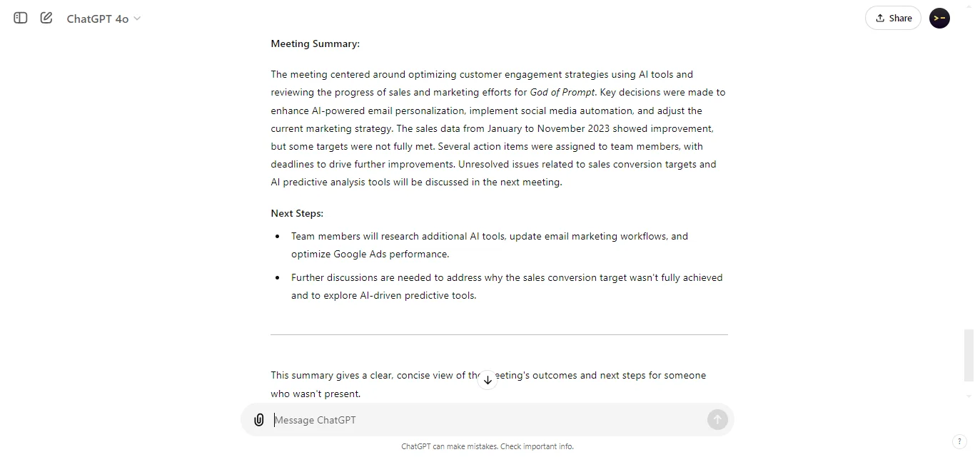 To Summerize Meeting Notes