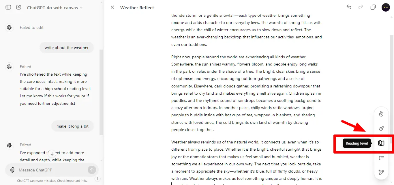 Adjusting Reading Level