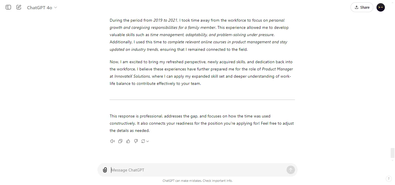 Explain Employment Gaps