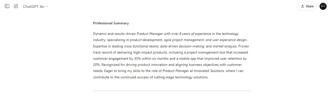 Creating Resume Summary