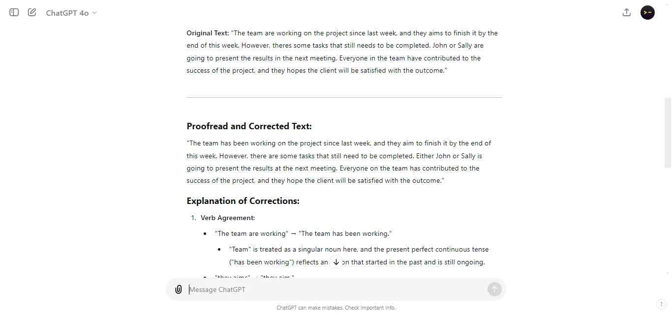 Correct Grammatical Errors