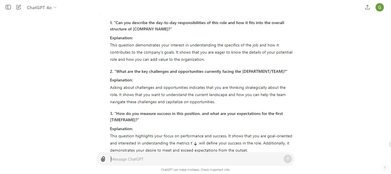 Questions for the Interviewer