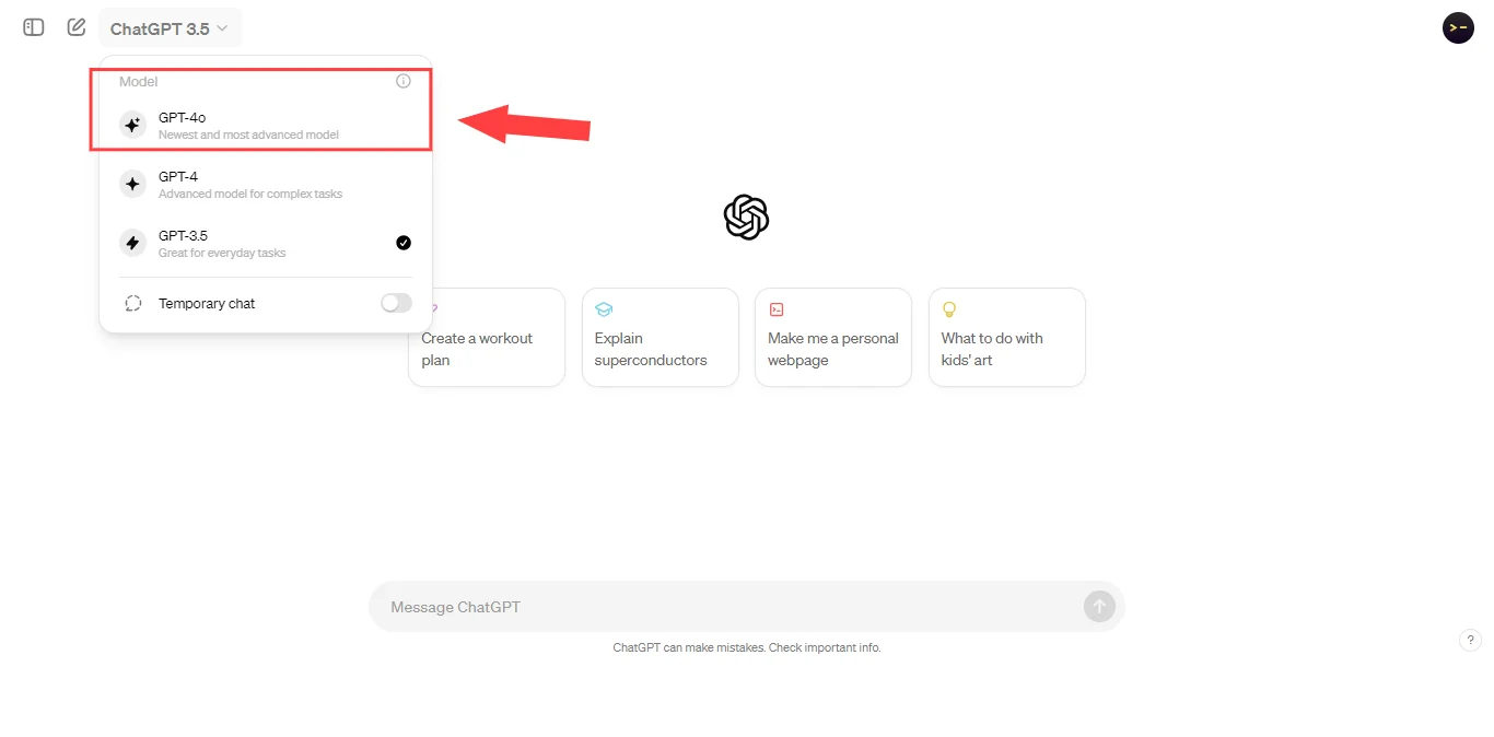 Change chatgpt Model