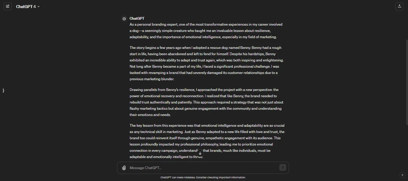 Personal Story with a Lesson