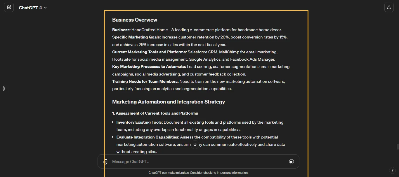 Marketing Automation and Integration ChatGPT Prompt
