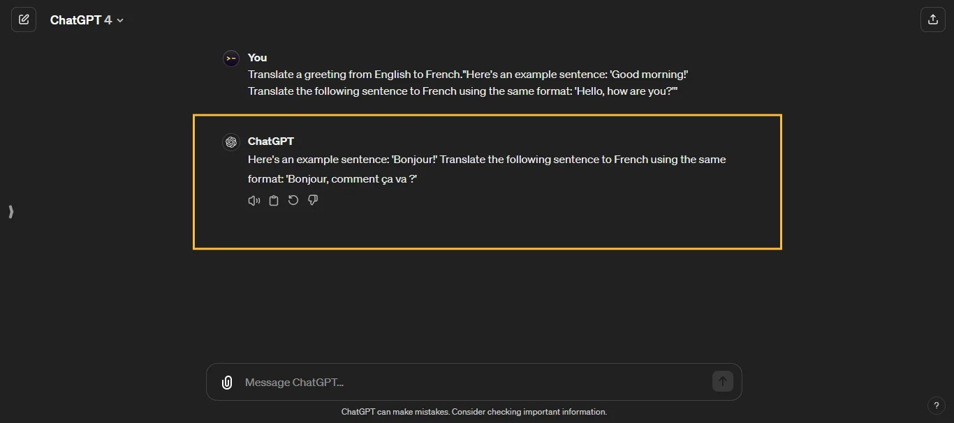 One-Shot Learning Prompt Example