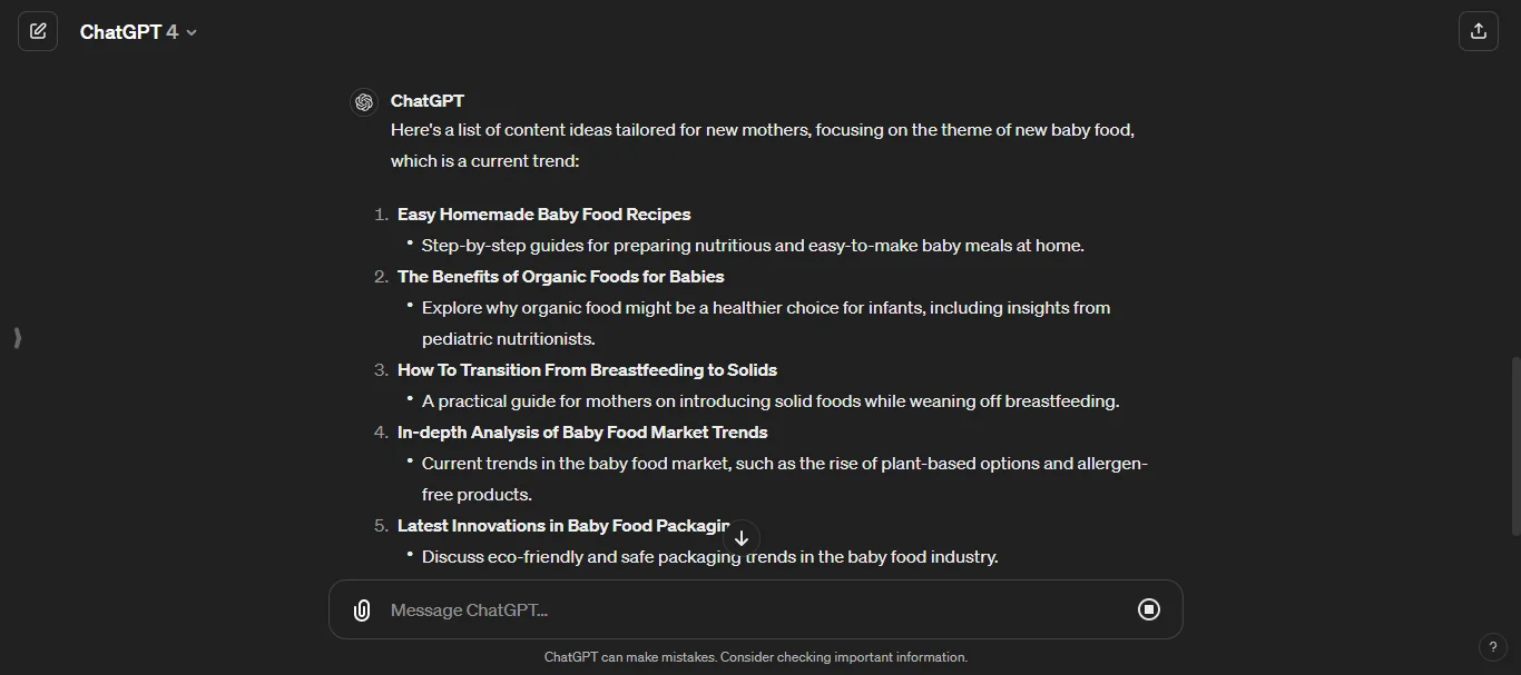 Generating Ideas and Topics ChatGPT Prompt