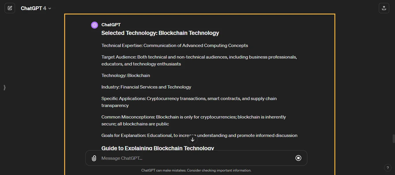 Technical Explaination Chatgpt prompt