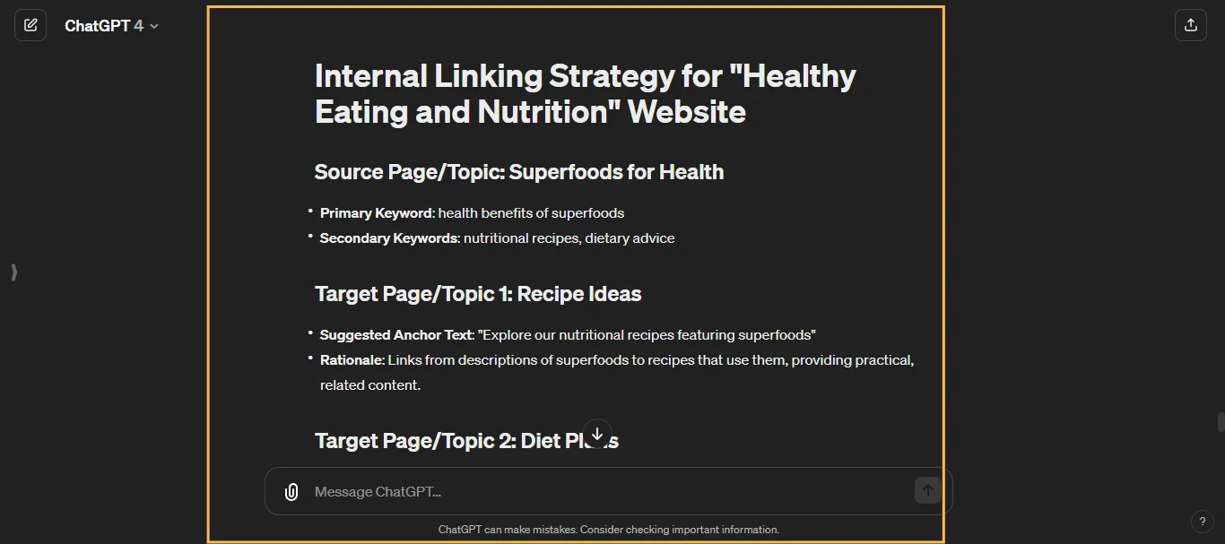 Internal Linking ChatGPT Prompt