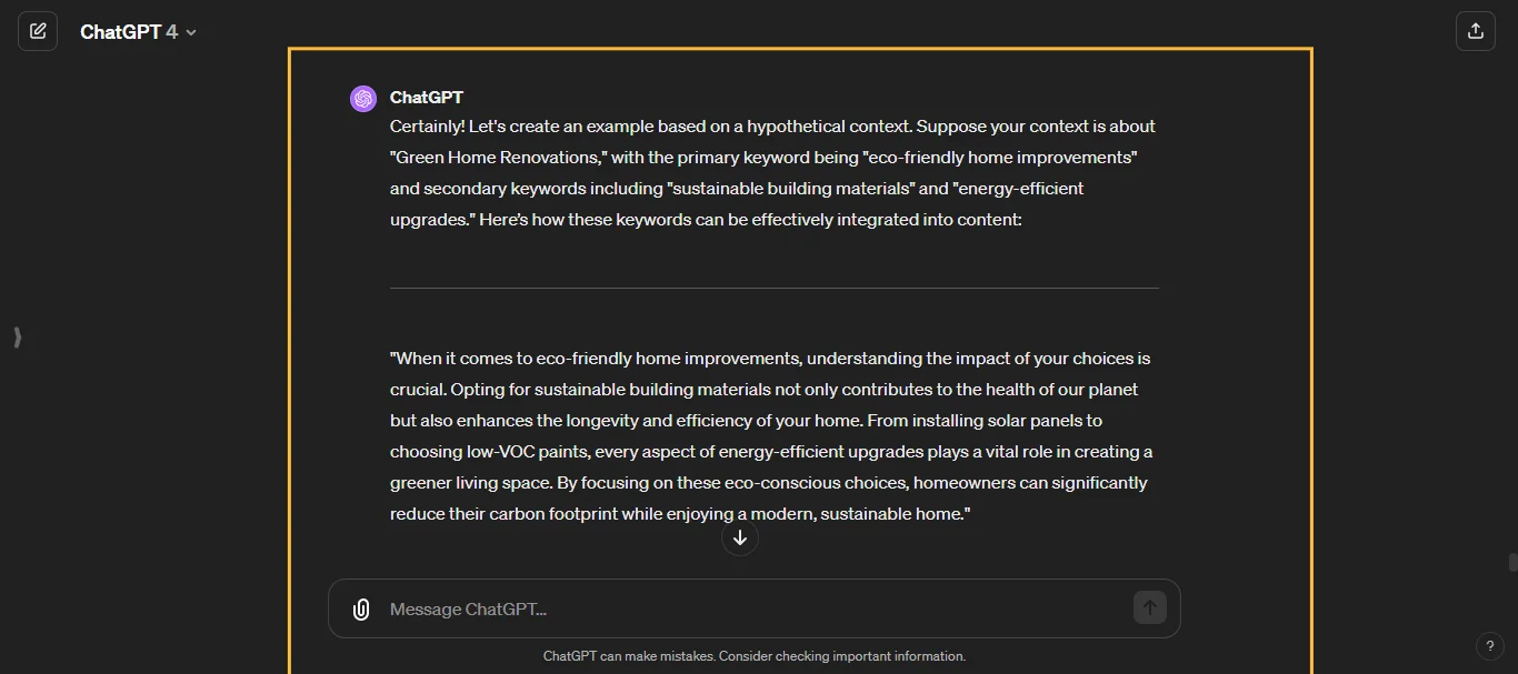 Keyword-Targeted Example ChatGPT Prompt