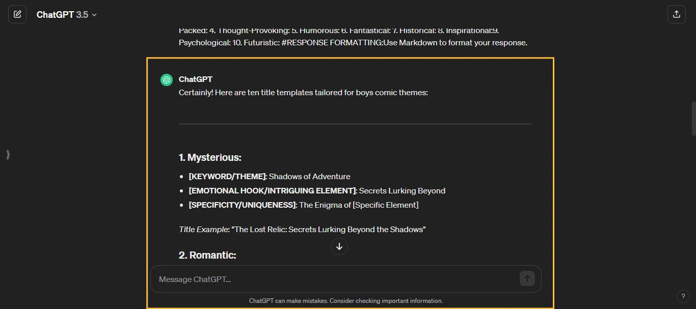 Creating Titles ChatGPT Prompts