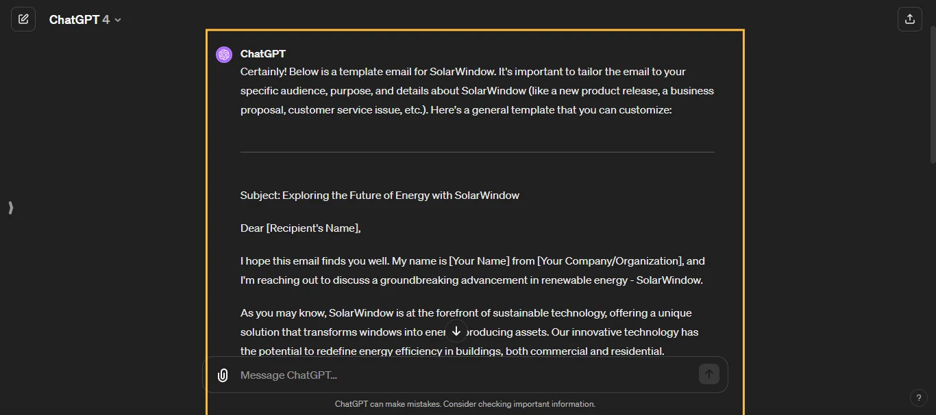 Smaller Prompt Email chatgpt response