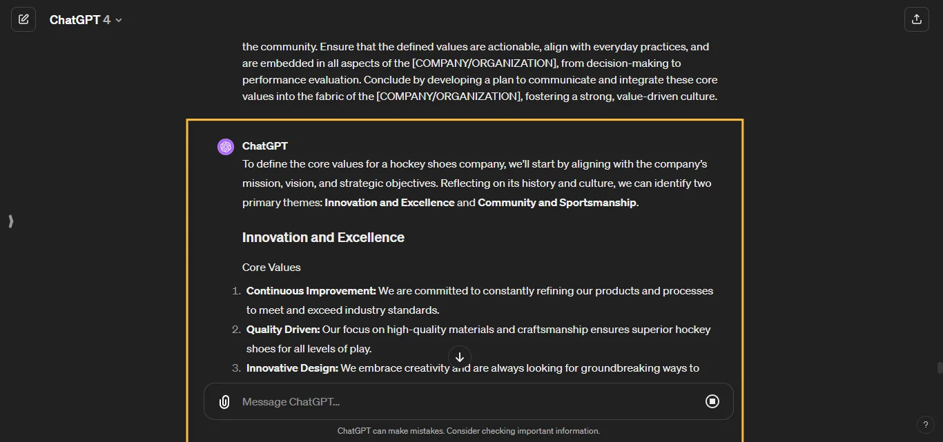Define Core Values ChatGPT Prompt